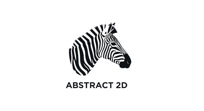 Abstract Zebra Head Silhouette with 2D Text