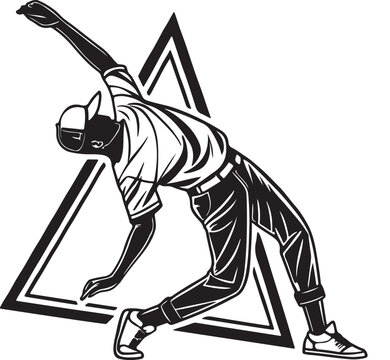 Man performing breakdance move in front of abstract triangle during daytime