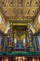 Baldachin over High Altar in Santa Maria Maggiore basilica, Rome, Italy © Mistervlad