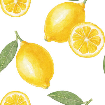 Lemon Fruit Seamless Pattern on White