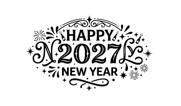 Decorative Happy New Year 2027 typography celebration vector illustration