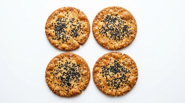 Four Square Arrangement of Sesame Seed Savory Crackers