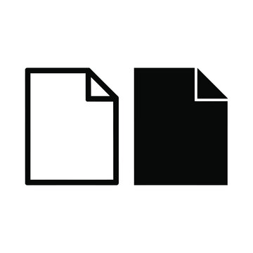 Blank document icon outline and filled version on white background