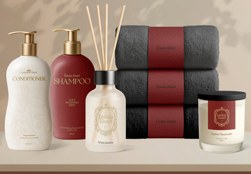 Luxury Hotel Toiletries Mockup Display PSD