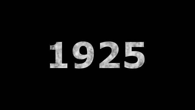 A dynamic Glowing neon text 1925 number countdown timer animation. Old film style historical year loop. Minimal countdown or year concept animation.