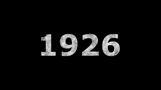 A dynamic Glowing neon text 1926 number countdown timer animation. Old film style historical year loop. Minimal countdown or year concept animation.