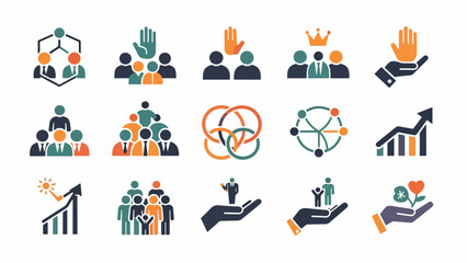 Fototapeta premium Business Teamwork Collaboration People Icons.