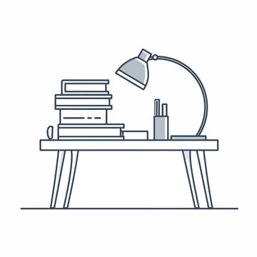 Desk lamp on a wooden table.