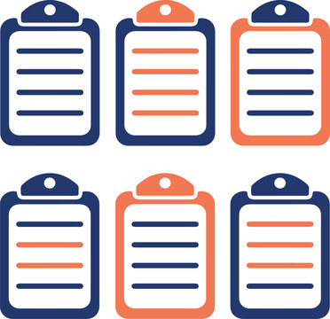 Illustrazione vettoriale di set di icone con cartellina per appunti e iscrizione. Ideale per moduli, registrazione, documenti, ufficio, scuola e applicazioni digitali.
