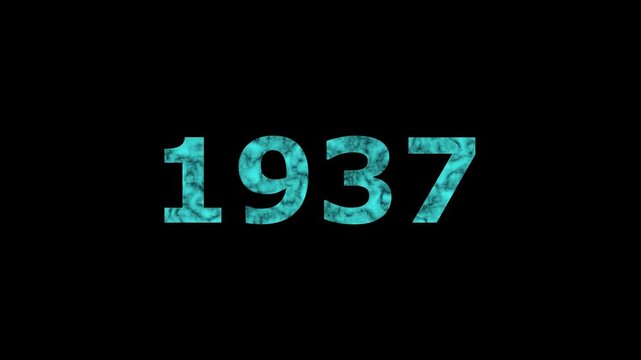 A dynamic Glowing neon text 1937 number countdown timer animation. Old film style historical year loop. Minimal countdown or year concept animation.