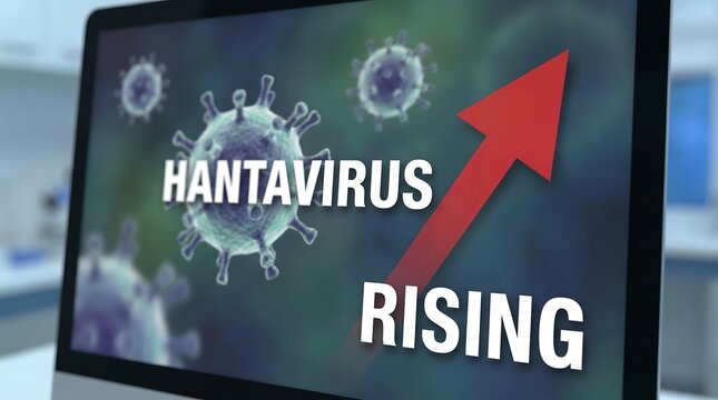 Hantavirus infection concept with rising arrow on computer screen display
