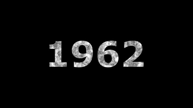 A dynamic Glowing neon text 1962 number countdown timer animation. Old film style historical year loop. Minimal countdown or year concept animation.