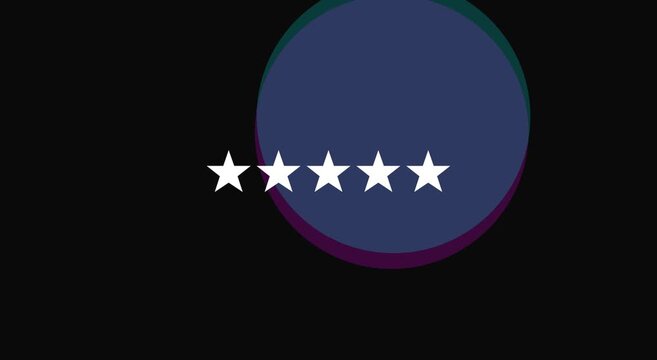 Five star rating animation overlapping circles abstract motion animation