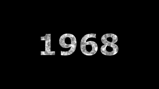 A dynamic Glowing neon text 1968 number countdown timer animation. Old film style historical year loop. Minimal countdown or year concept animation.
