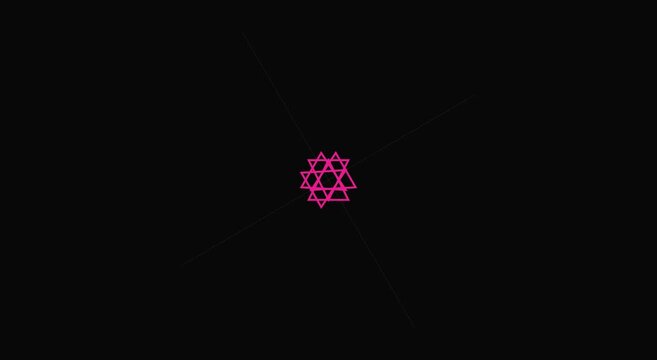 Geometric star shape animation: abstract glowing hexagram motion animation