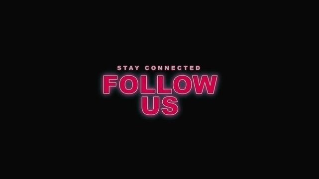 Neon Pink Follow Us Text Animation for Social Media Marketing