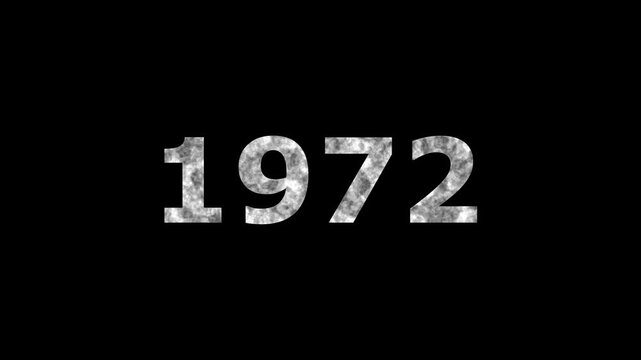 A dynamic Glowing neon text 1972 number countdown timer animation. Old film style historical year loop. Minimal countdown or year concept animation.