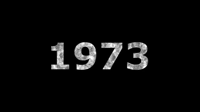 A dynamic Glowing neon text 1973 number countdown timer animation. Old film style historical year loop. Minimal countdown or year concept animation.