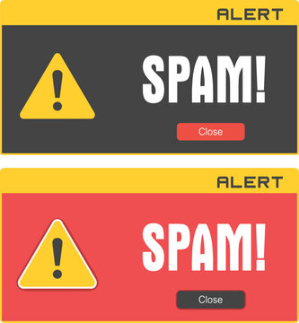 Illustrazione vettoriale di icona finestra spam email, simbolo di messaggi indesiderati e posta non sicura. Ideale per email, sicurezza informatica, filtri antispam e comunicazioni digitali.