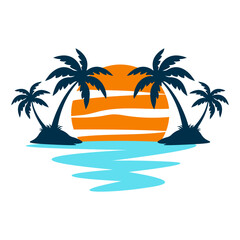 Obraz premium Sunset Beach Palm Icon