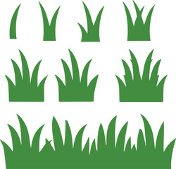 Fototapeta premium Illustrazione vettoriale in stile flat di erba e elementi naturali. Ideale per sfondi, design ecologico, paesaggi, UI e grafiche moderne a tema natura.