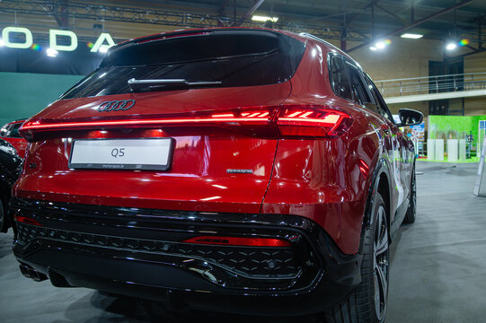 Audi Q5 crossover showcased at motorshow with bold design and sleek details