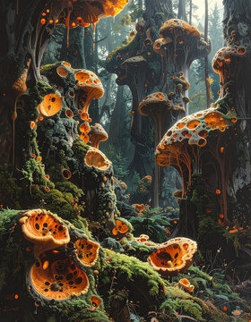 Fantasy forest mushrooms