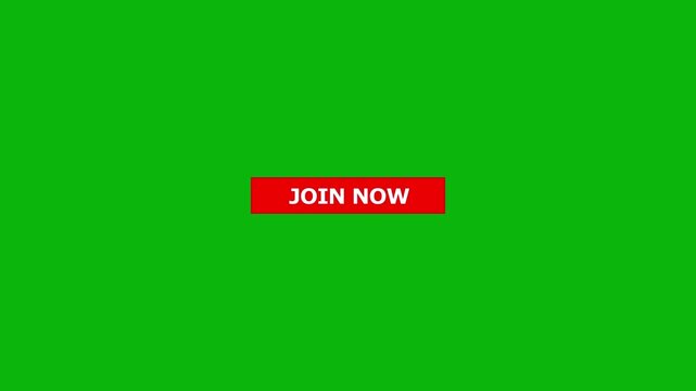 Join now button with cursor on green screen background. Join now button call to action. Professional join now button for website registration and digital marketing promotional visual.