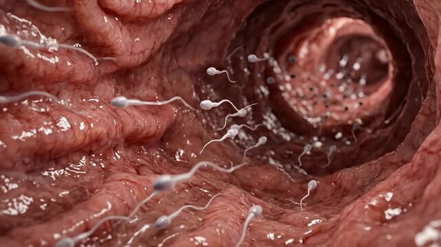Biological cycle begin: sperm navigate, female track, internal body, reproduce human, embryo form, develop life, conception process, ovum seek, fertilize event, uterus passage.