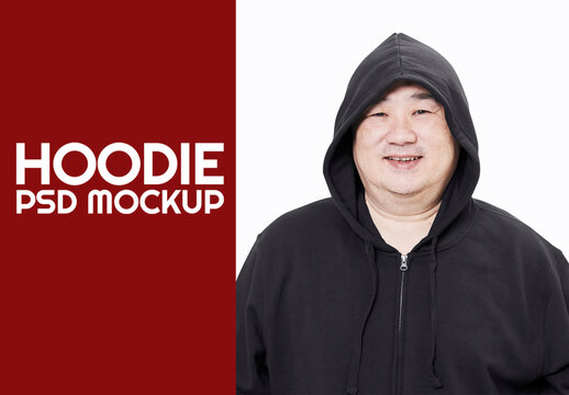Hoodie Mockup With Smiling Model PSD