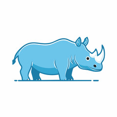 Fototapeta premium Blue Cartoon Rhinoceros Illustration