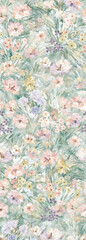 Fototapeta premium Soft Watercolor Floral Patterns in Delicate Pastel Tones for Romantic Design