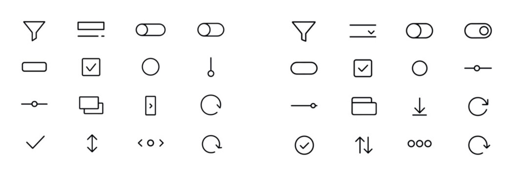 User interface icons set with controls and toggles