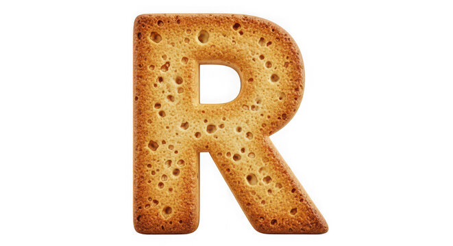 Letter r made from biscuit with letter r white background sweet food letter