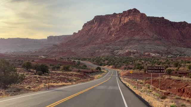 Driving throuh Capitol Reef National Park, Utah