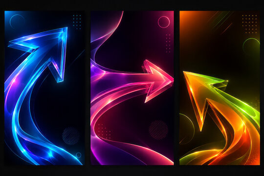 Modern Corporate Arrow Wallpaper Set with Soft Glow and Dynamic Future Concept.