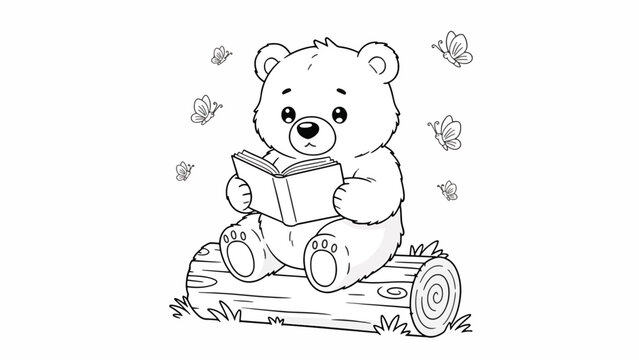 Teddy bear reading a book.