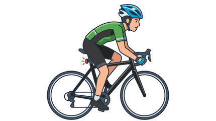 Naklejka premium Cyclist Riding Road Bike with Helmet and Cycling Gear, Sporty Illustration