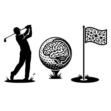 Golf Brain Sport Mental Game Concept.