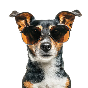 Professional Funny Dog Wearing Sunglasses on Transparent Background for Creative Design Projects