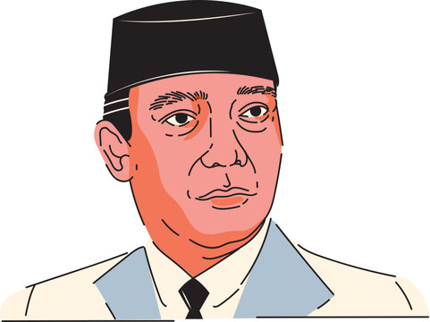 Ir Soekarno Indonesian First President Illustration