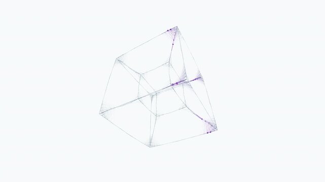 Flawless mathematical seamless loop of a hypercube. Generated via code, this 4K light mode plexus background features sweeping scanners. Perfect for tech projects.