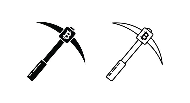 bitcoin mining pickaxe silhouette