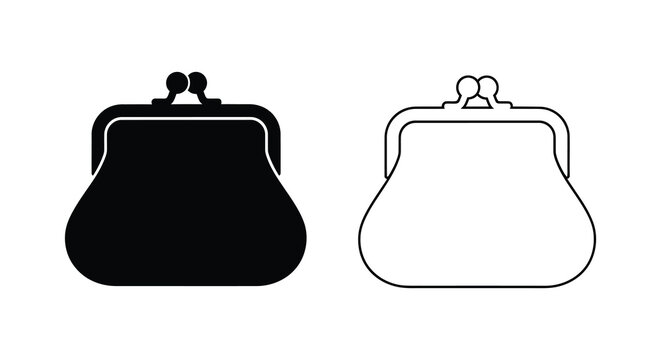 Purse silhouette in black and white isolated on white background silhouette