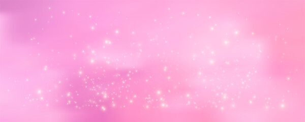 Sparkling heart design features pink glitter gradation, unicorn magic elements, and dreamy purple clouds against soft pastel background with rainbow bokeh accents. © Narin