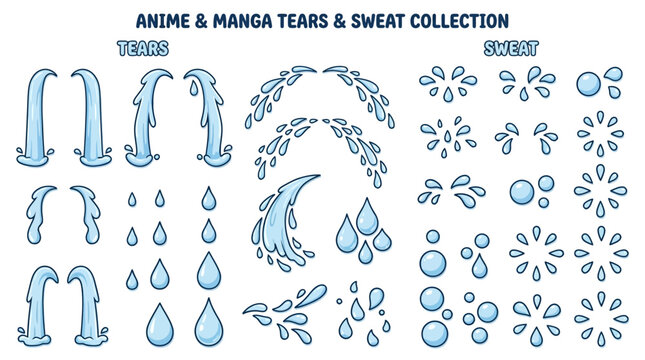 Anime and Manga Tears and Sweat Drop Effects Collection.