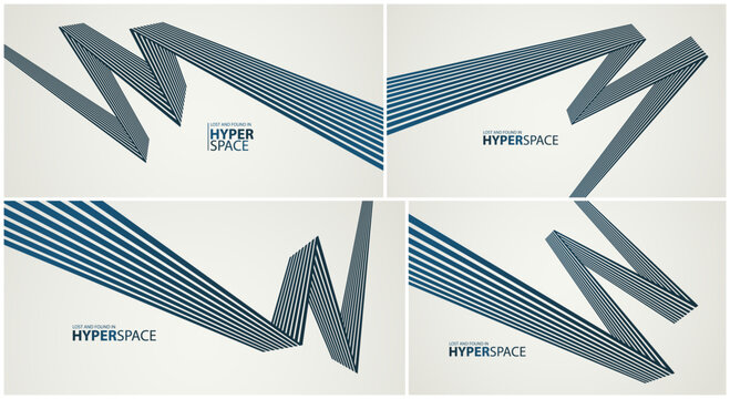 3D lines in impossible perspective vector minimal abstract background set, force and energy in dynamic motion creative concept, surreal speed.