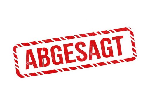 Vintage abgesagt stamp with bold red lettering on white background isolated on white background