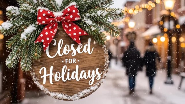 Holiday Sign Closed for Christmas Holidays.