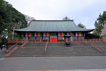 Obraz premium Kitainjikeido, located at Kita-in, a Buddhist temple with cherry blossoms in Kawagoe, Saitama, Japan 